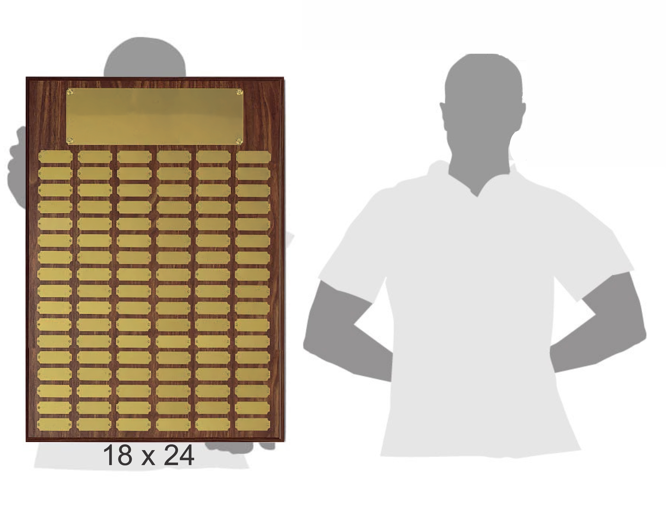 Walnut Perpetual Plaque w/102 Brass Plates (18"x24") 4