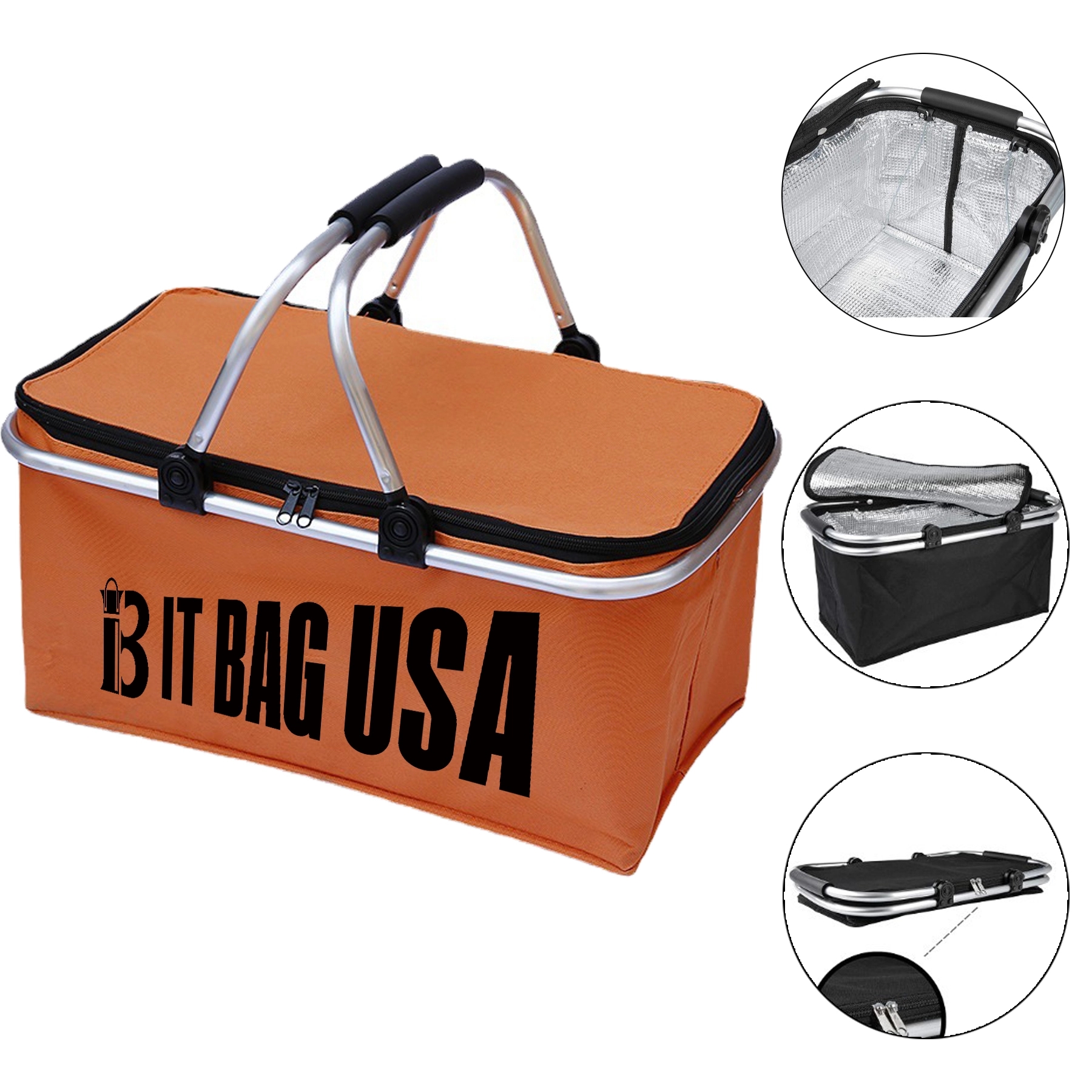 Foldable Insulated Reusable Food Delivery Shopping Bag Tote 5