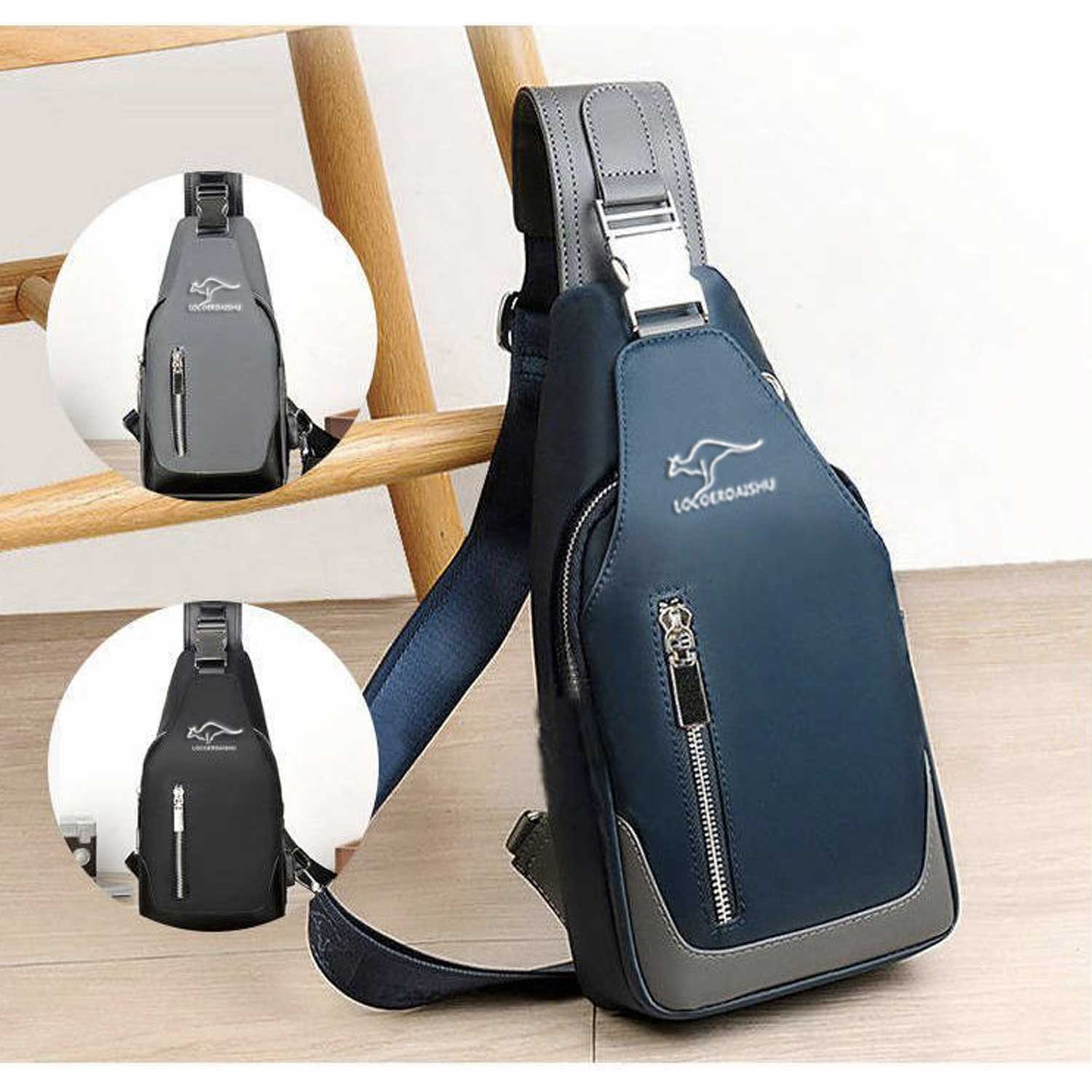 Oxford Fabric w/ Power Bank Pocket Men's Casual Chest Bag 6