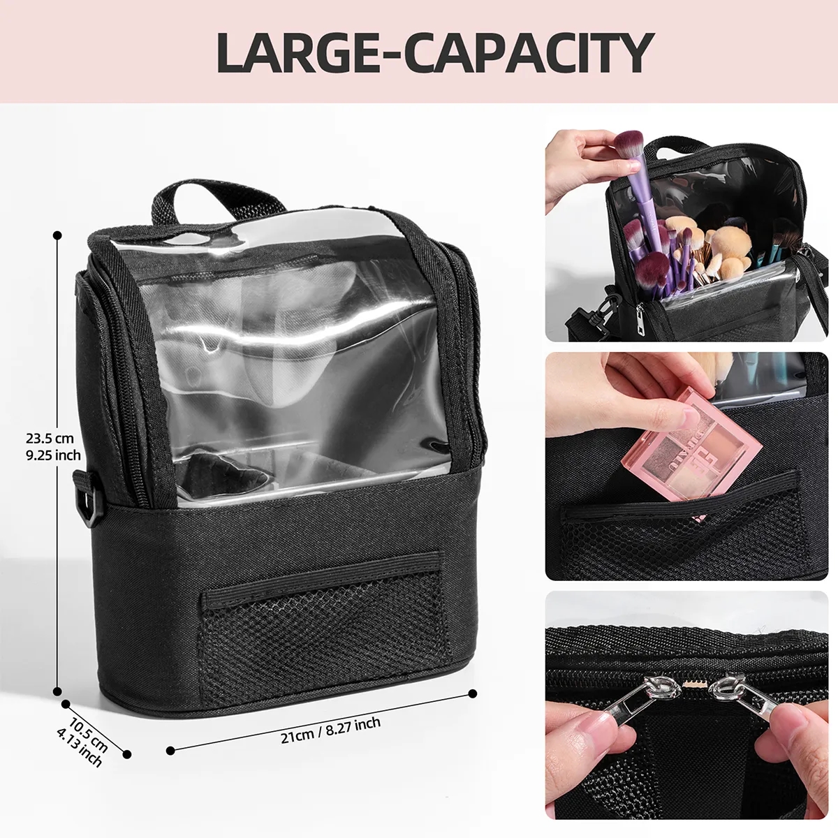Large Waterproof Portable Travel Makeup Bag With Divider 8