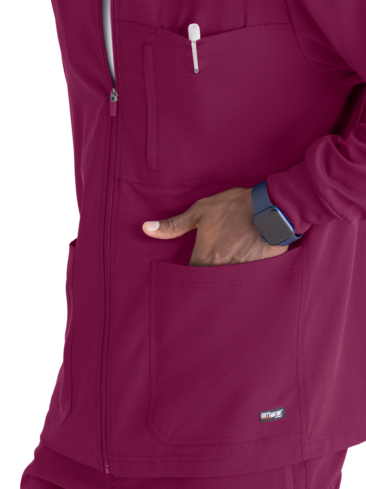 Grey's Anatomy Spandex Stretch - Men's Five-Pocket React Warm-Up Scrub Jacket 37