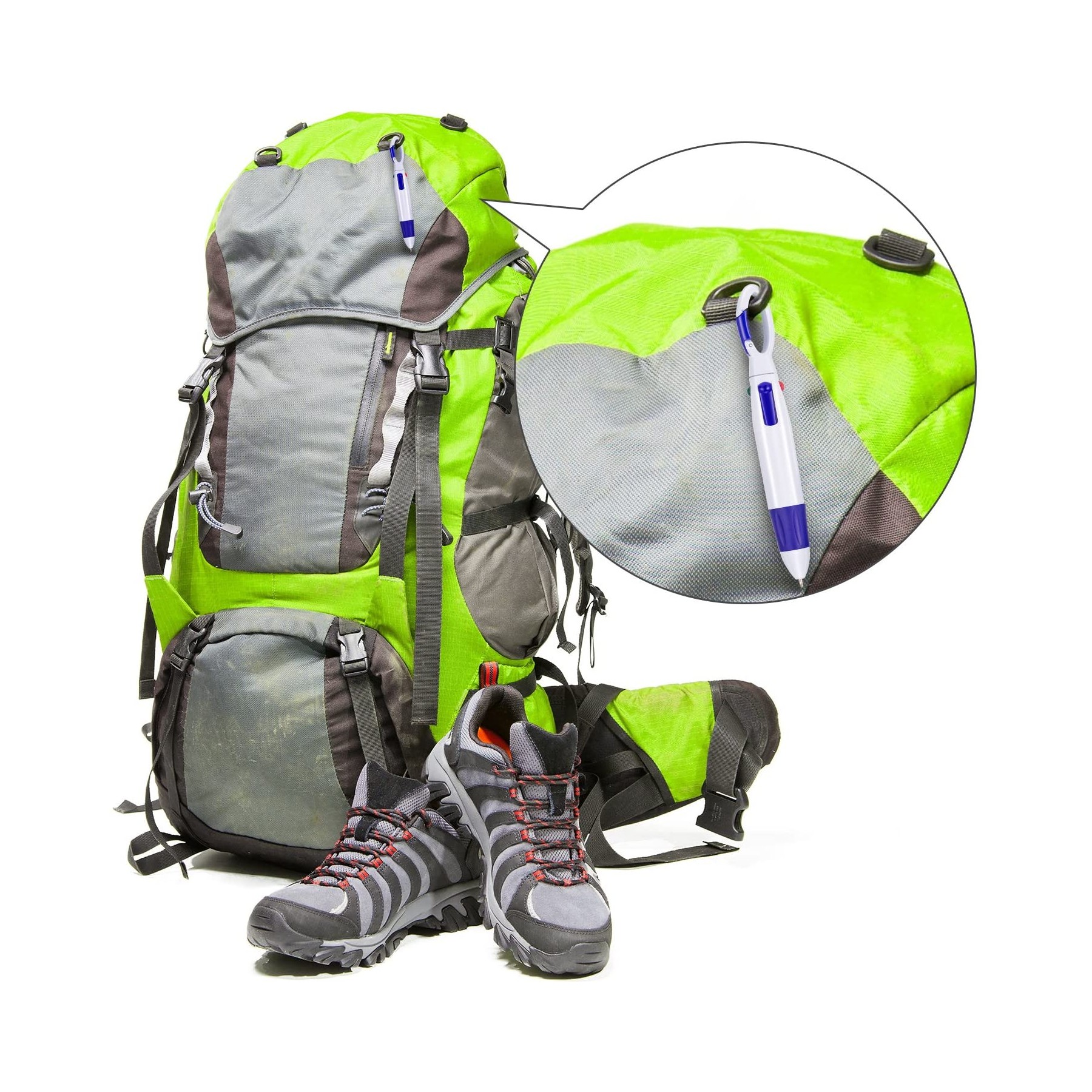 Retractable Four-color Shuttle Pens with Carabiner Clip 9