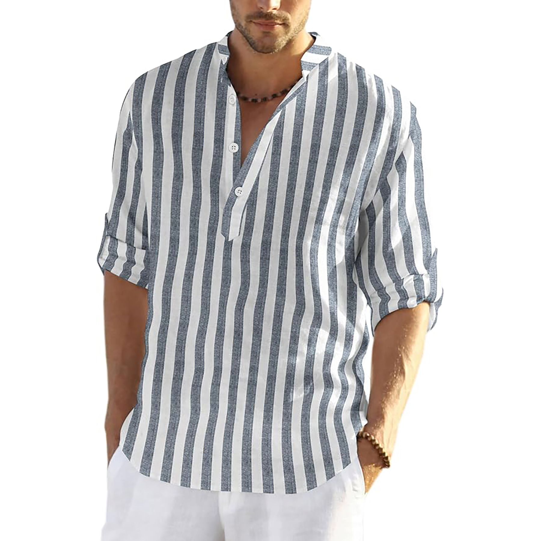 Casual Henley Collar Shirt 11