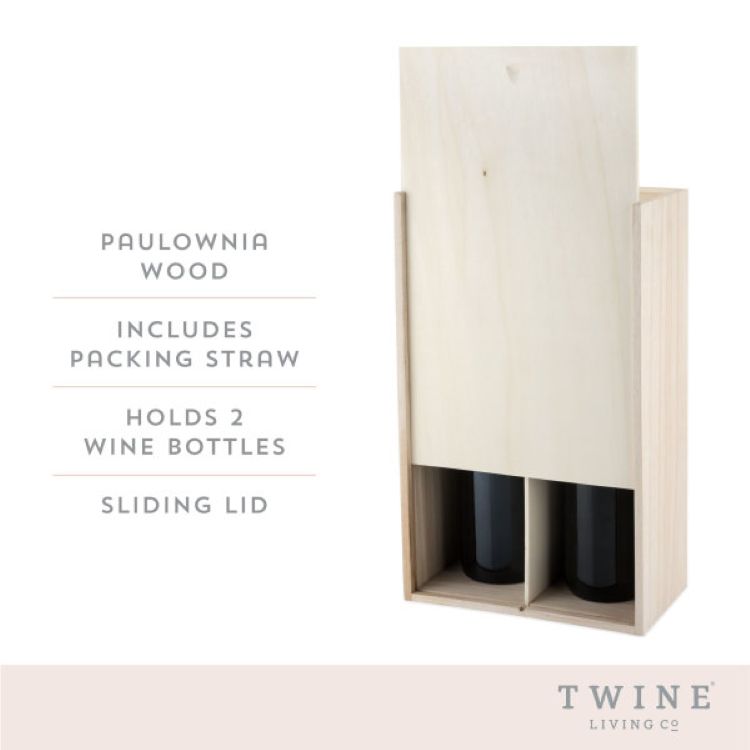 Twine Living® 2-Bottle Paulownia Wood Wine Box 7