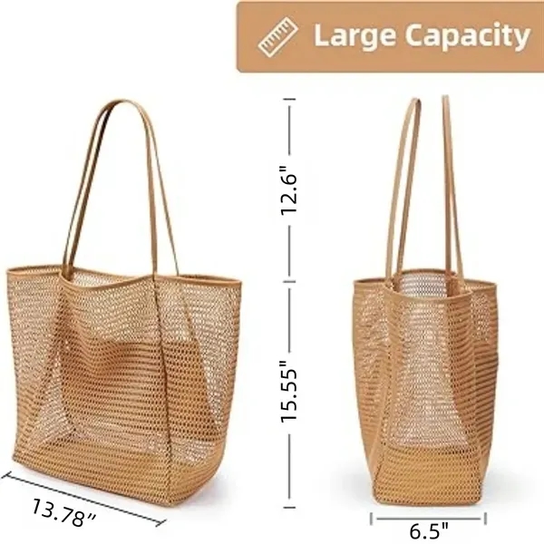 Mesh Beach Tote Bag, custom tote bag with logo imprint 6