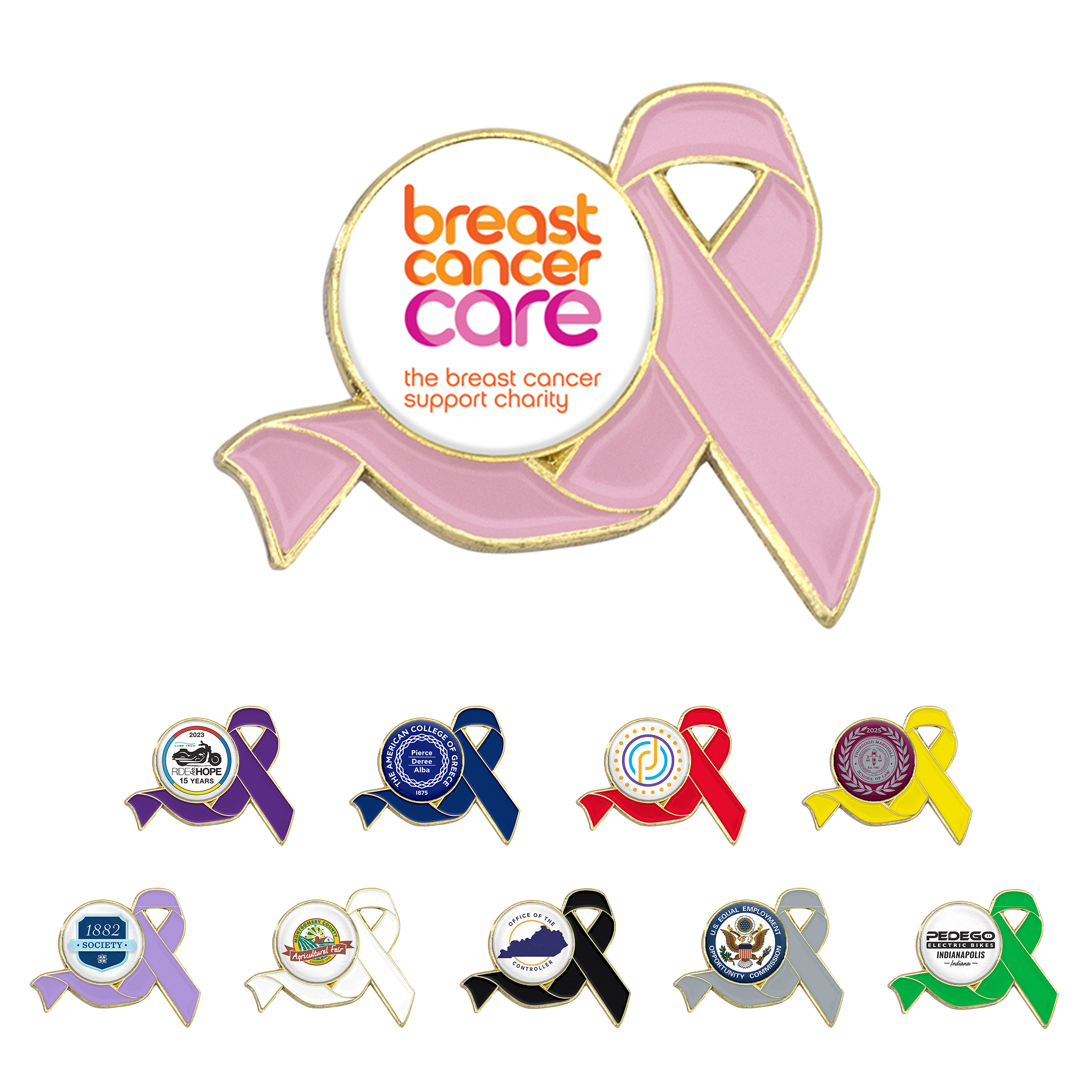 Awareness Ribbon Lapel Pins w/ Custom Logo 9