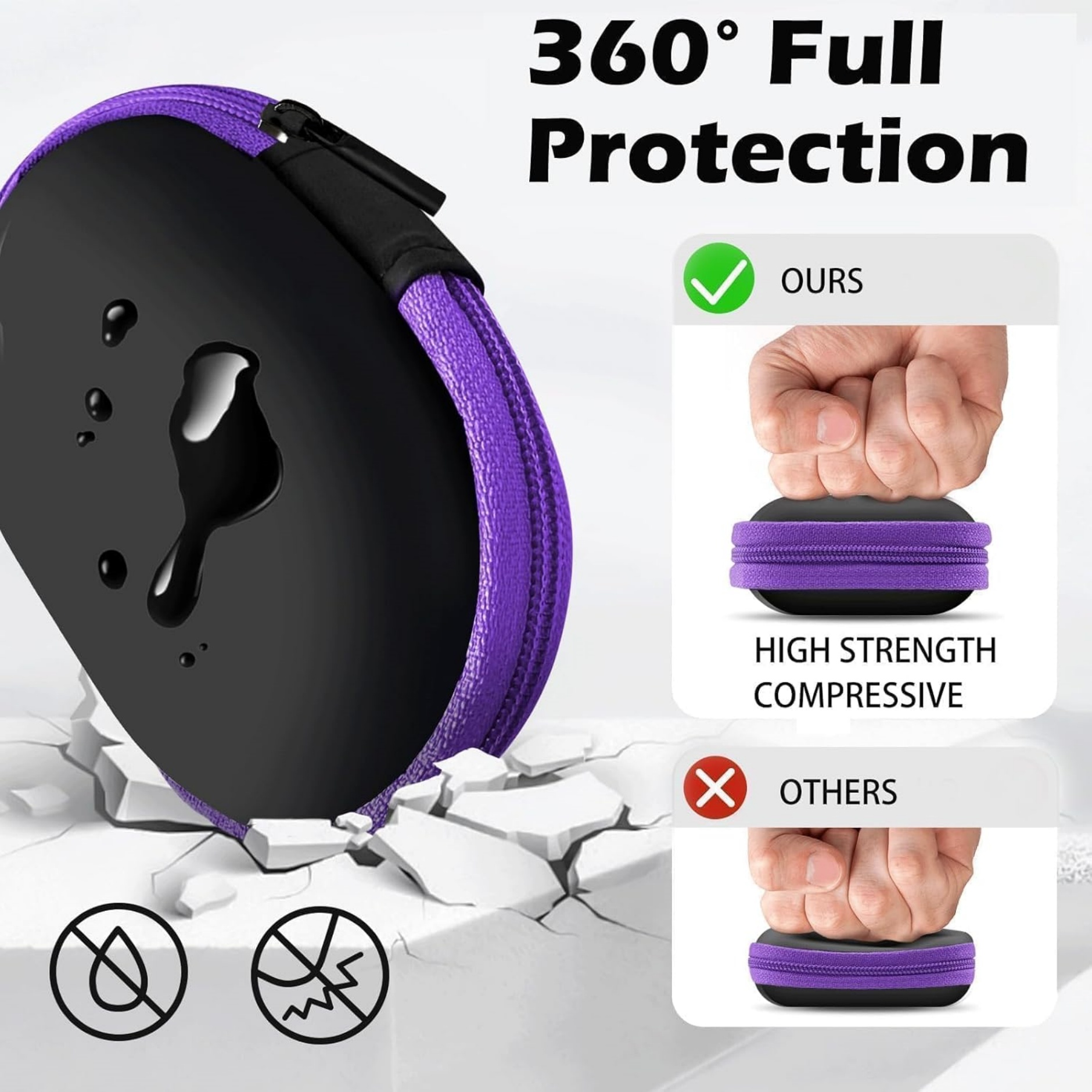 Portable Oval EVA Storage Pouch Bag with Carabiner 1