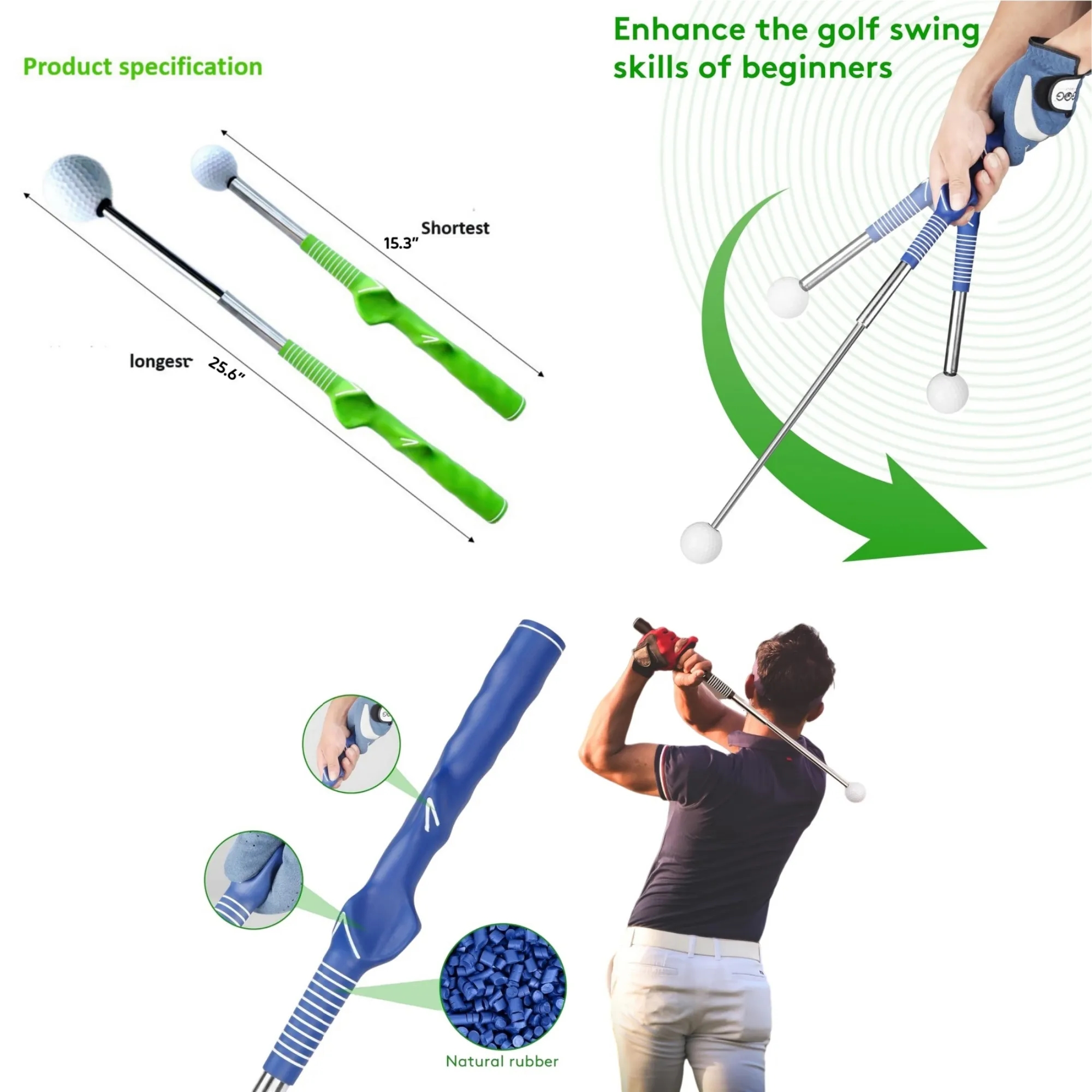 Retractable Golf Swing Trainer Stick 9