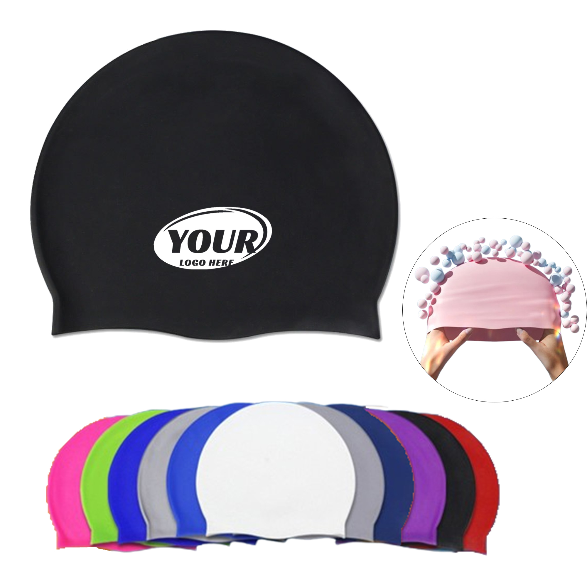 Solid Color High Elastic Silicone Swimming Cap 2