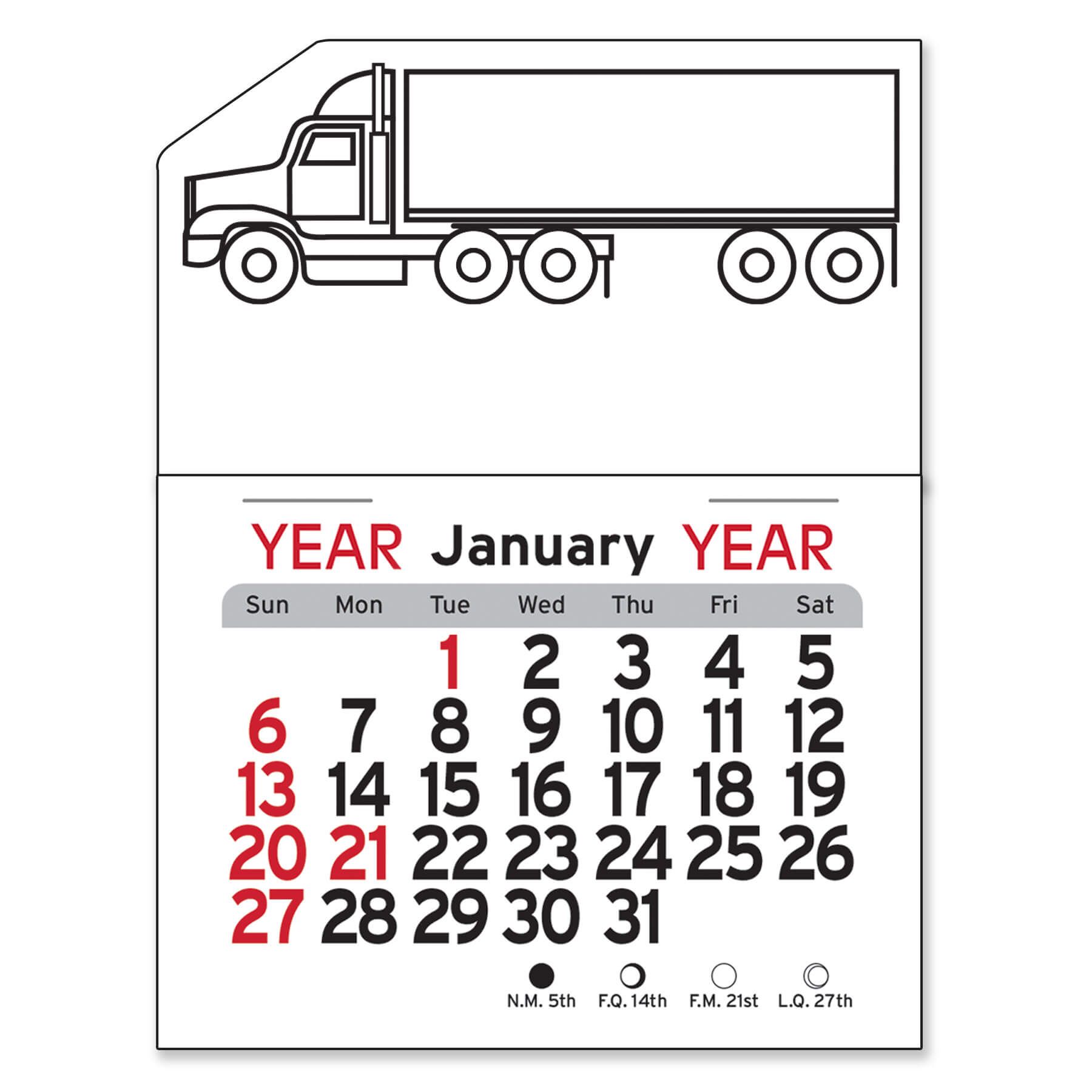Adhesive Peel-N-Stick® Calendar - Semi-Truck 1