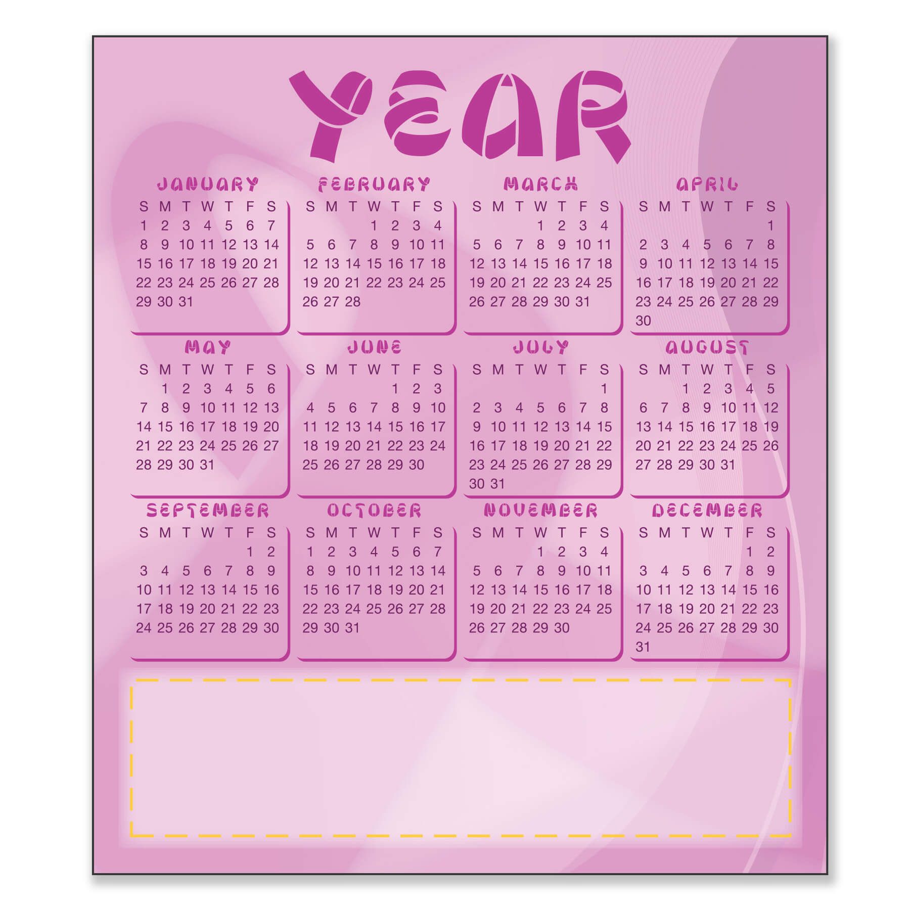 3.5" x 4" Small Magnetic Calendar 30 Mil 20