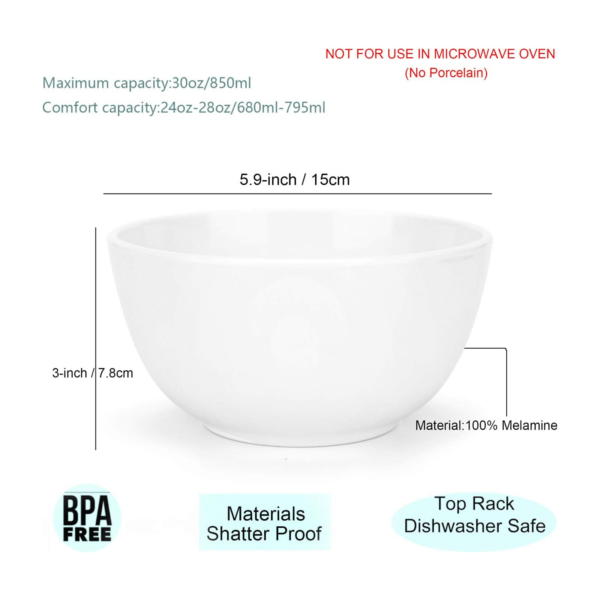 White Dinnerware Soup Bowl 6 Inches 4