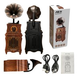 SonicWave Vintage Classic Gramophone Bluetooth Speaker with USB, TF Card & FM Radio 2