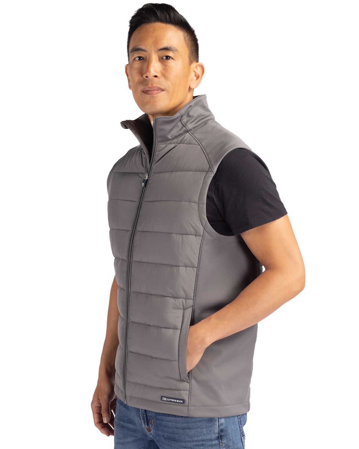 Cutter & Buck Evoke Recycled Honeycomb Fleece Mens Hybrid Full Zip Vest 25