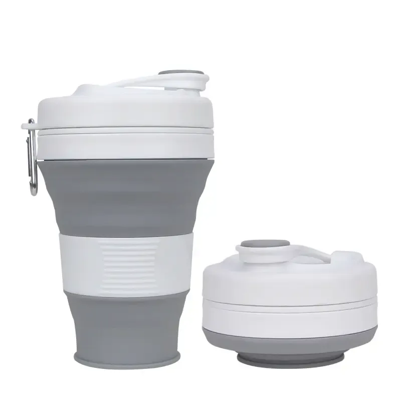 Silicone Collapsible Travel Folding Drinking Cup W/Lid 8