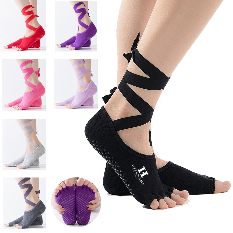 5 Toe Ankle to Calf Cross Strap Anti-slip Yoga Socks Five Finger Lace-Up Yoga Socks 2