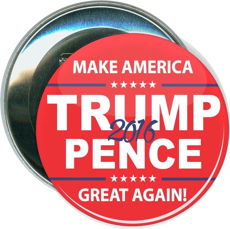 Trump, Trump Pence 2016 Red, Political Button 1