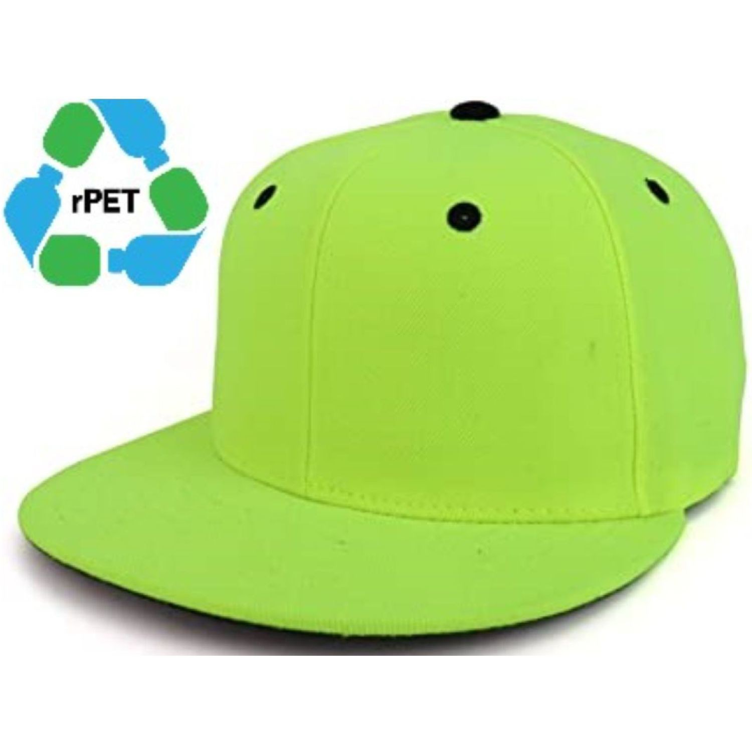Structured 6 Panel rPET Recycled 100% Polyester Flat Bill Cap 5