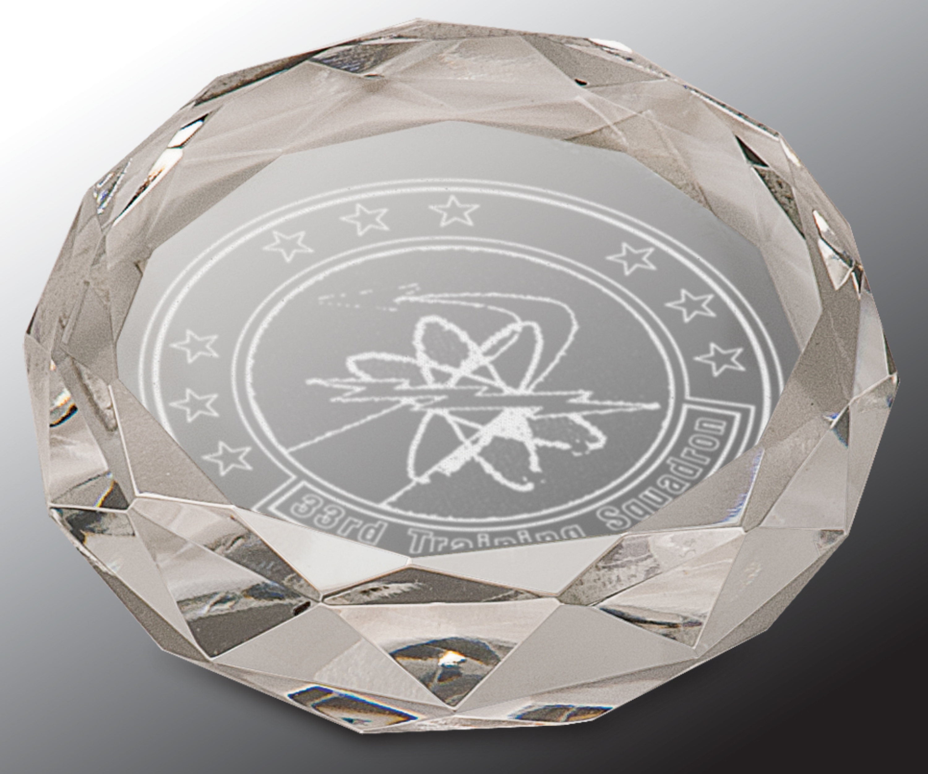 3" Clear Round Crystal Paperweight Award 2