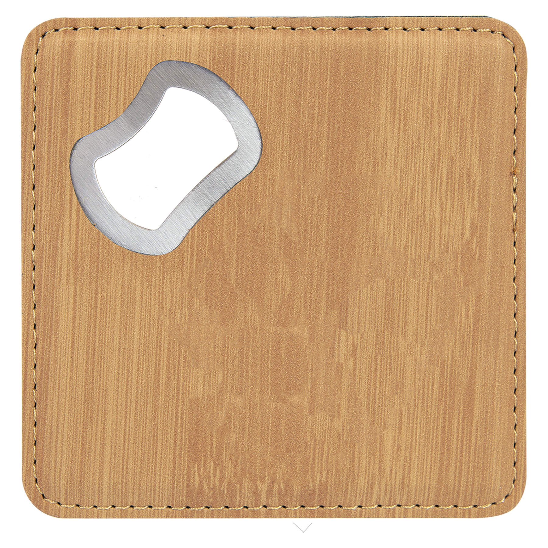 4" x 4" Square Bamboo Leatherette Coaster w/ Bottle Opener 3
