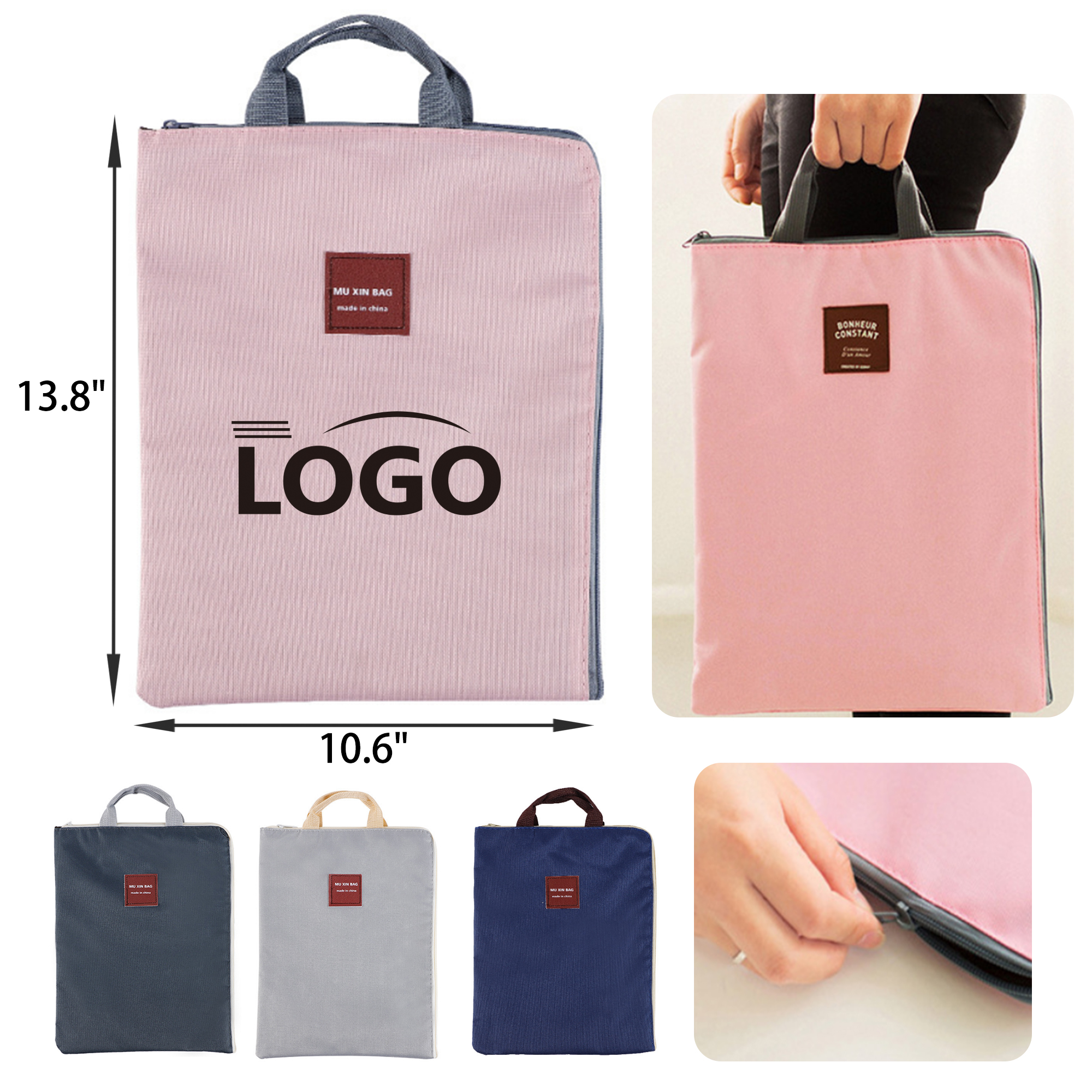 MOQ 50 PCS Lightweight Canvas Zipper Document Bag 5