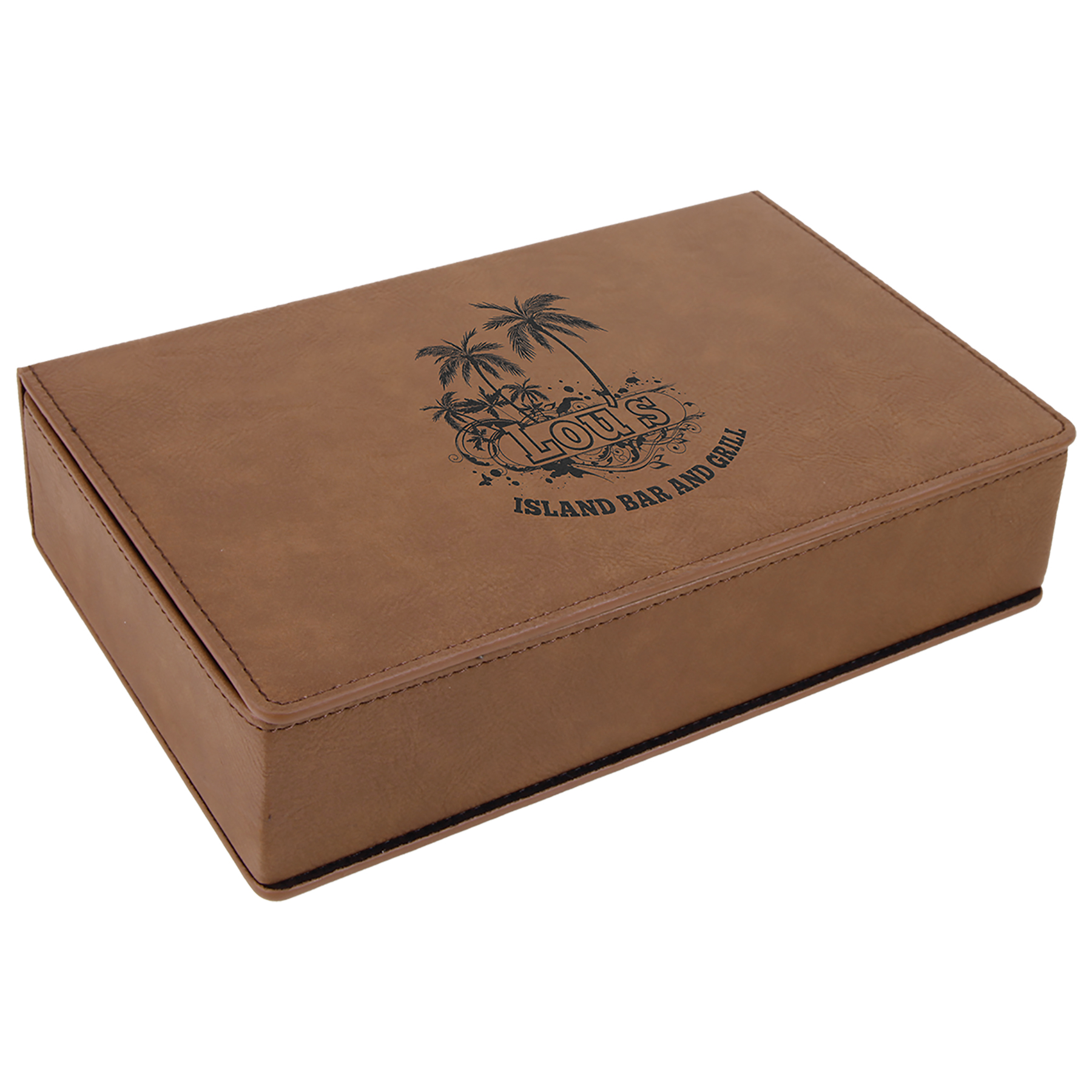 Stainless Steel Dark Brown Leatherette Flask Gift Set 2
