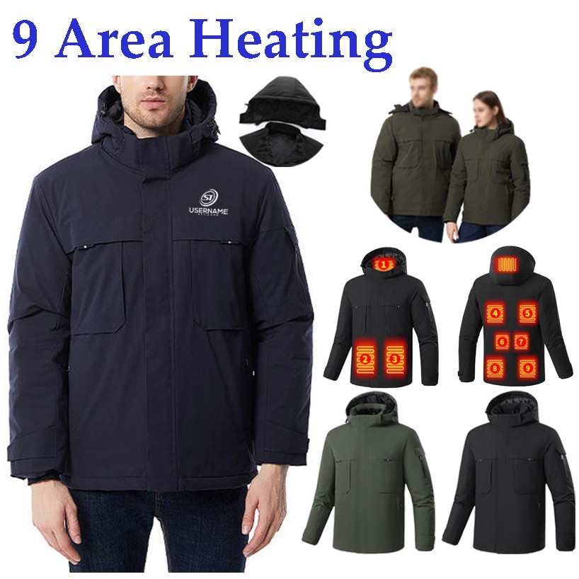 9 Zones USB Heating Jacket 3 Levels Rechargeable Electric Heated Jacket 4