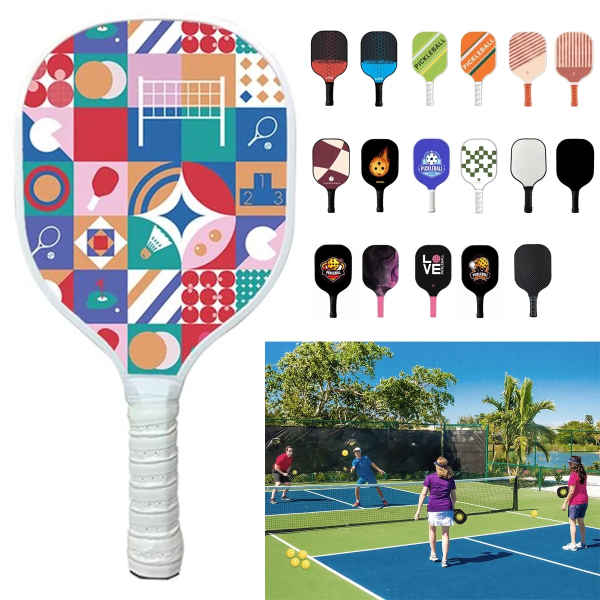 Single Pickleball Paddle (Fiberglass/Carbon Fiber/Wood) 1