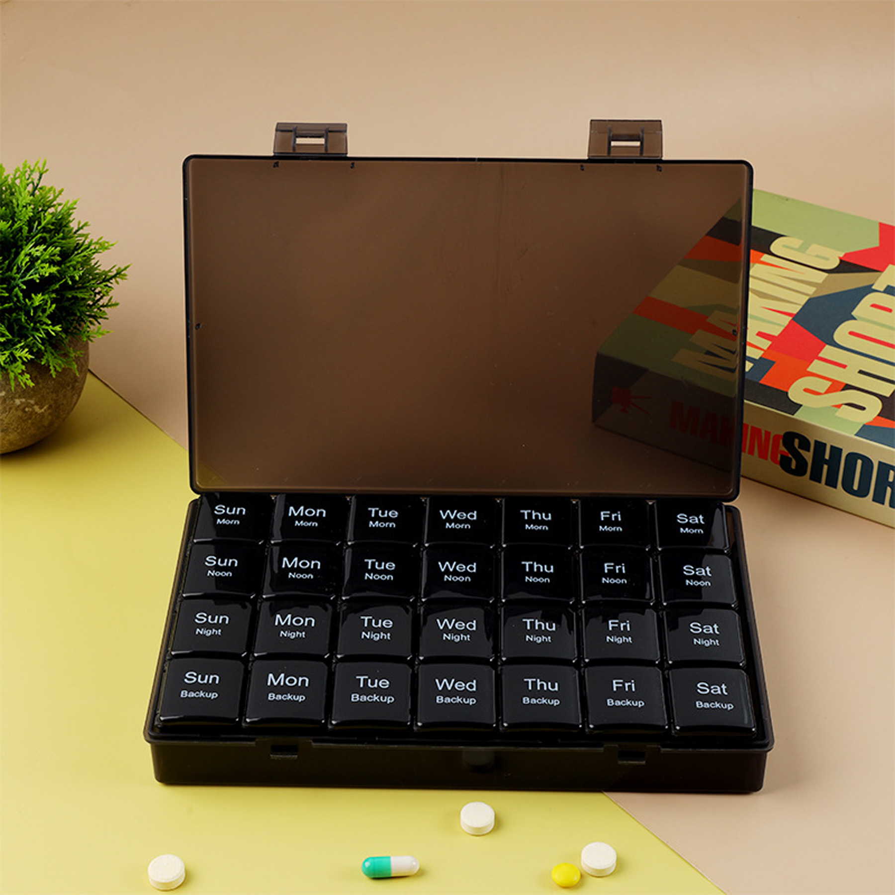 Large 28-Compartment Travel Pill Organizer 2