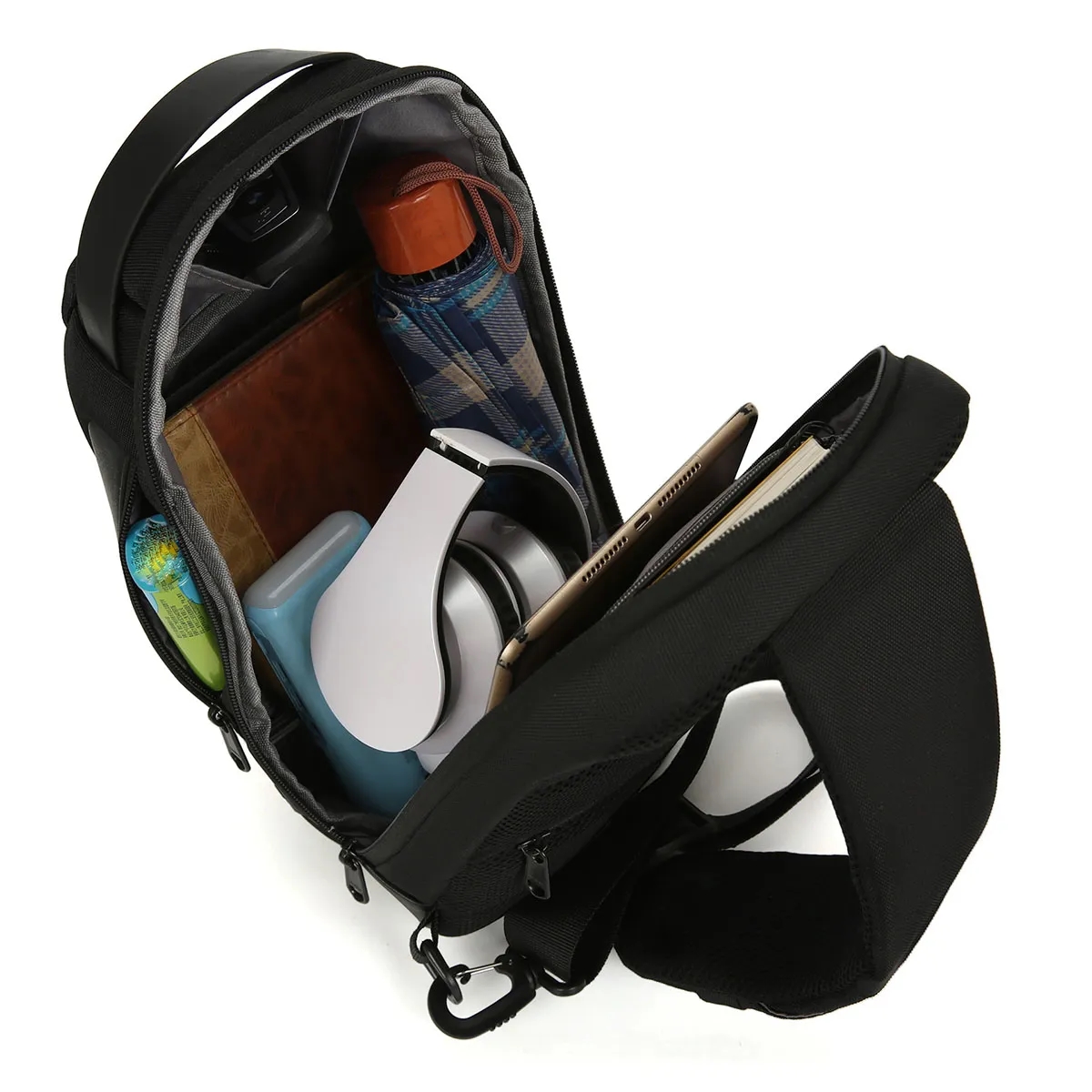 Sling Men Backpack Chest Storage Zipper Bag with Password 4