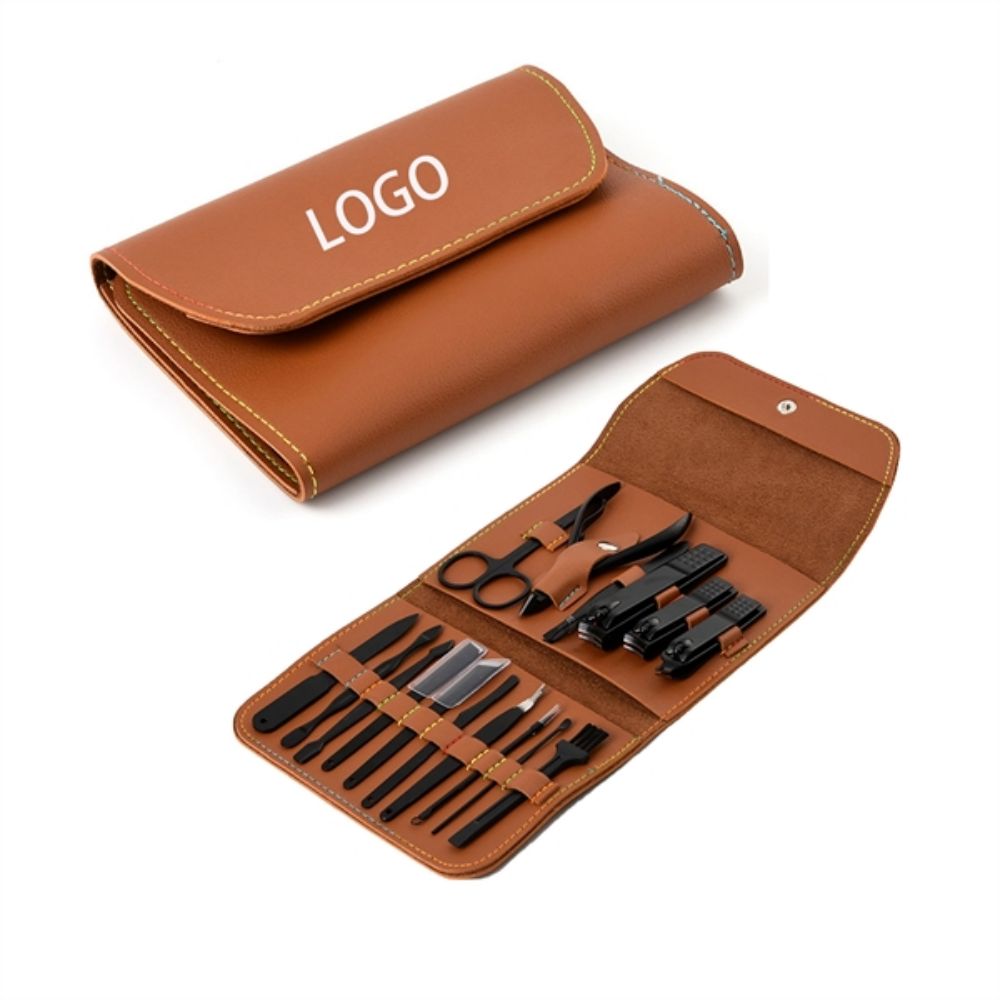 16 Piece Luxury PU Leather Manicure & Pedicure Nail Set 6