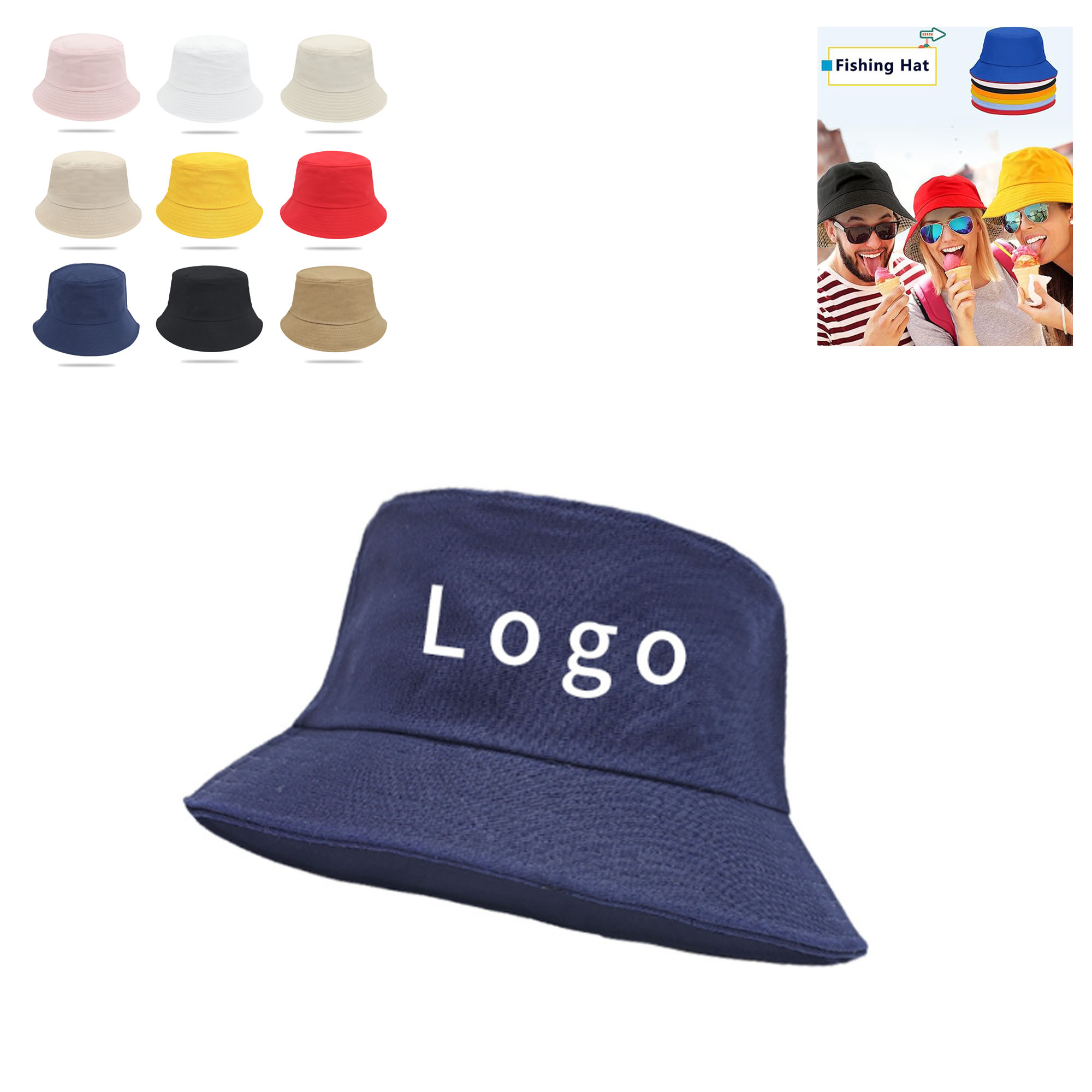 Embroidered Pure Cotton Bucket Hat With Your Brand 3