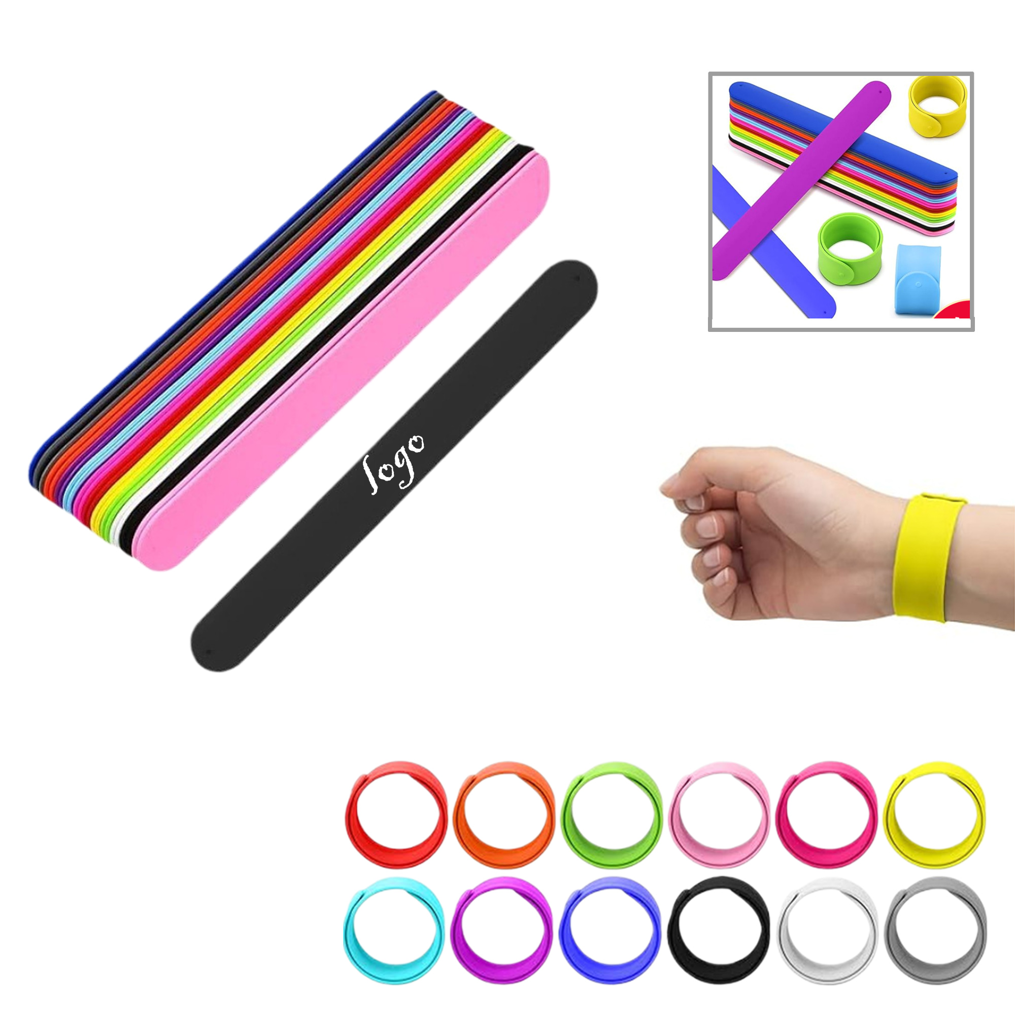 MOQ50 Custom Silicone Slap Bracelets 2