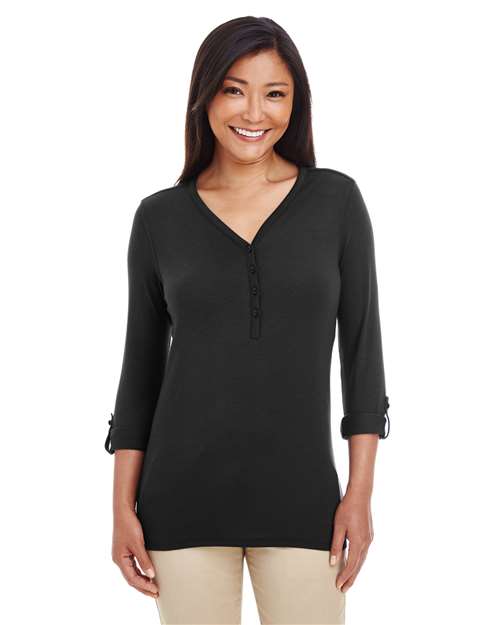 Women's Perfect Fit™ Y-Placket Convertible Sleeve Knit Top - DP186W 16