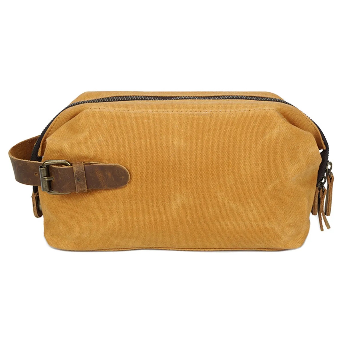 Waxed Canvas Travel Toiletry Kit Bag With Hand 5