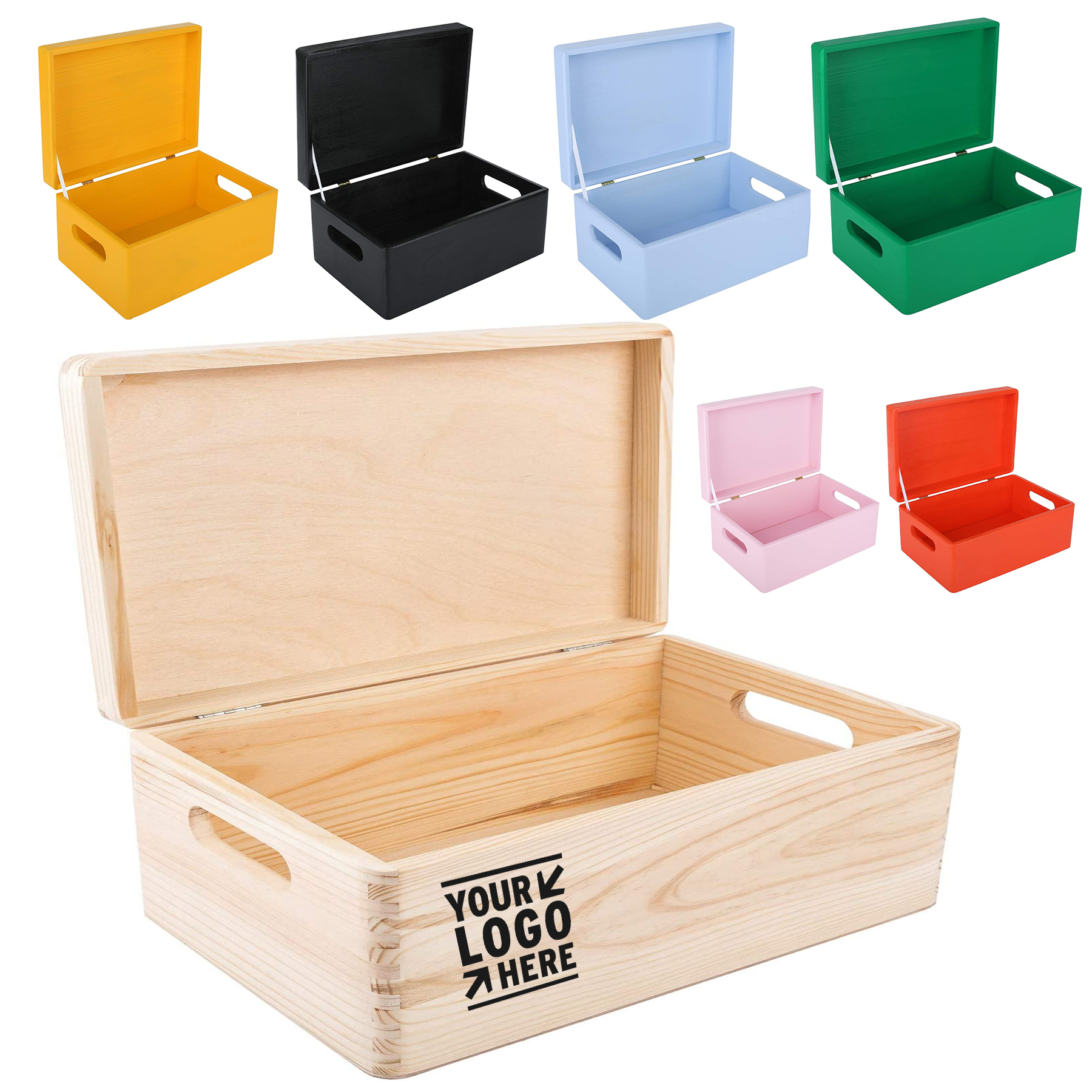 11.8 x 7.87 x 5.51 inches Large Wooden Storage Box with Hinged Lid 2