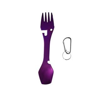 2 In 1 Dual Head Stainless Steel Fork And Square Spoon With Carabiner 18