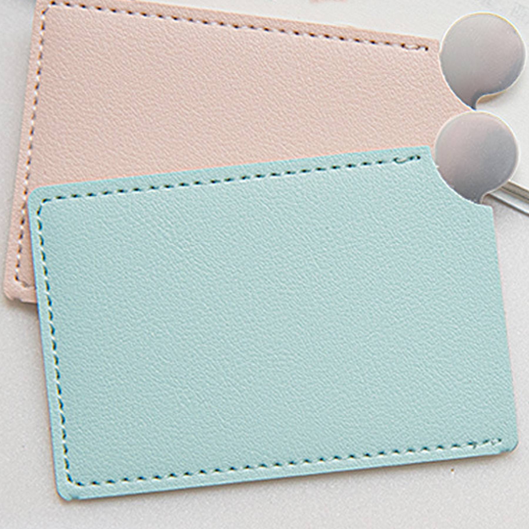 Stainless Steel Ultra-thin Makeup Mirror With Leather Cover 3