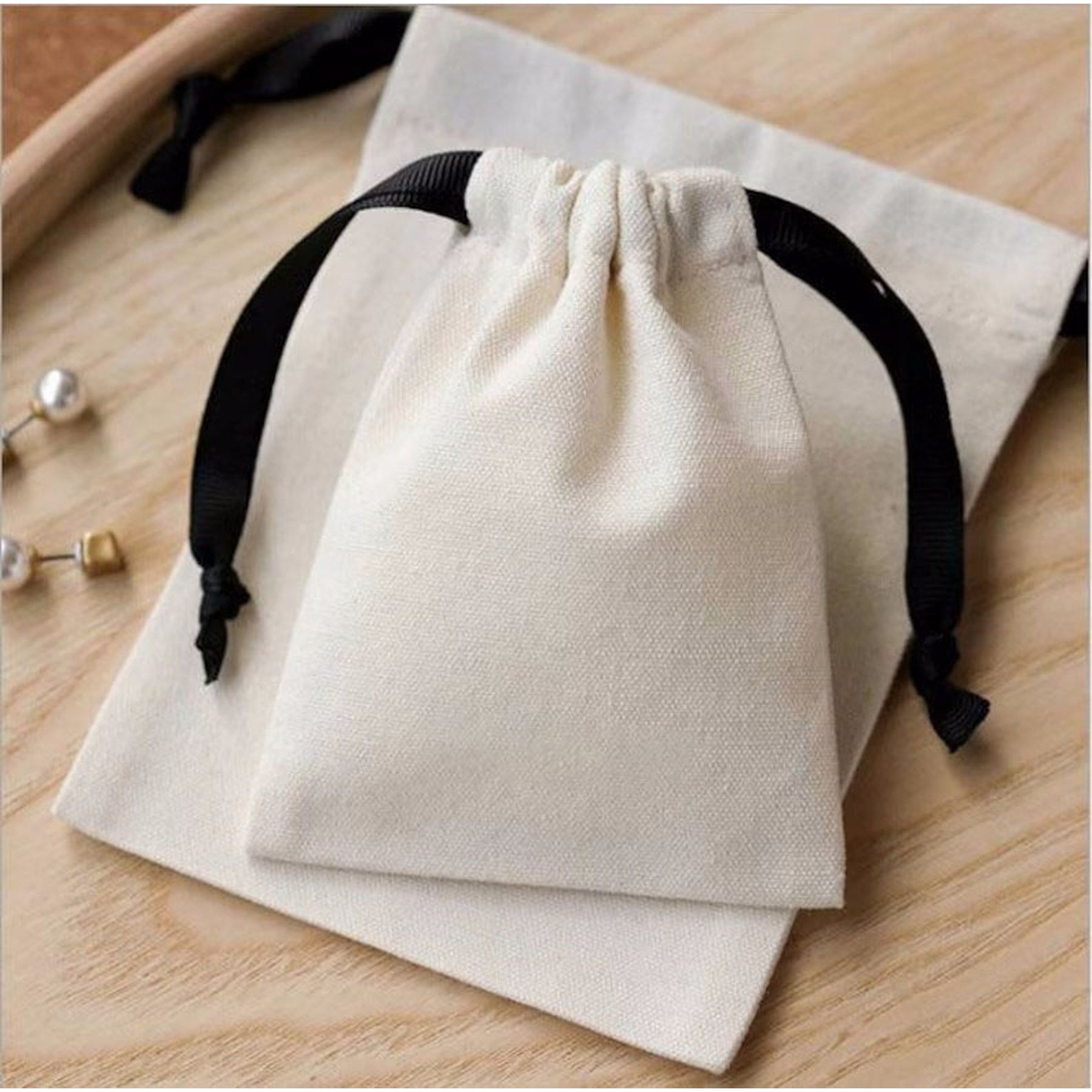 Organic Cotton Drawstring Jewelry Bag Gift Pouch Sachet Bags 2