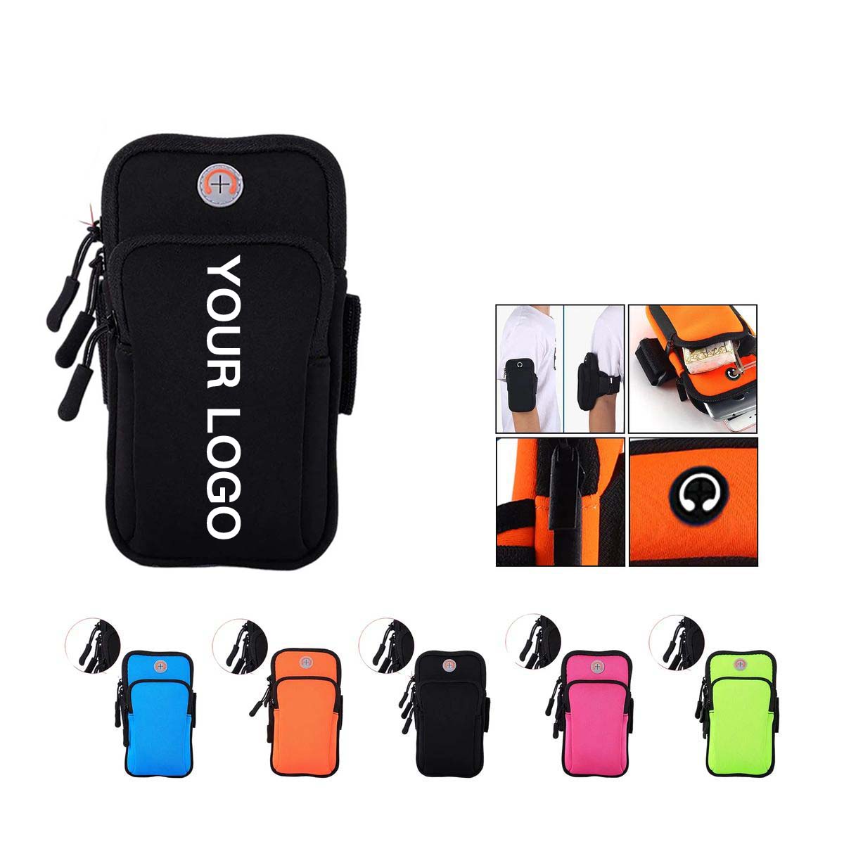Comfort Fit Arm Phone Case with Elastic Strap and Pockets 3