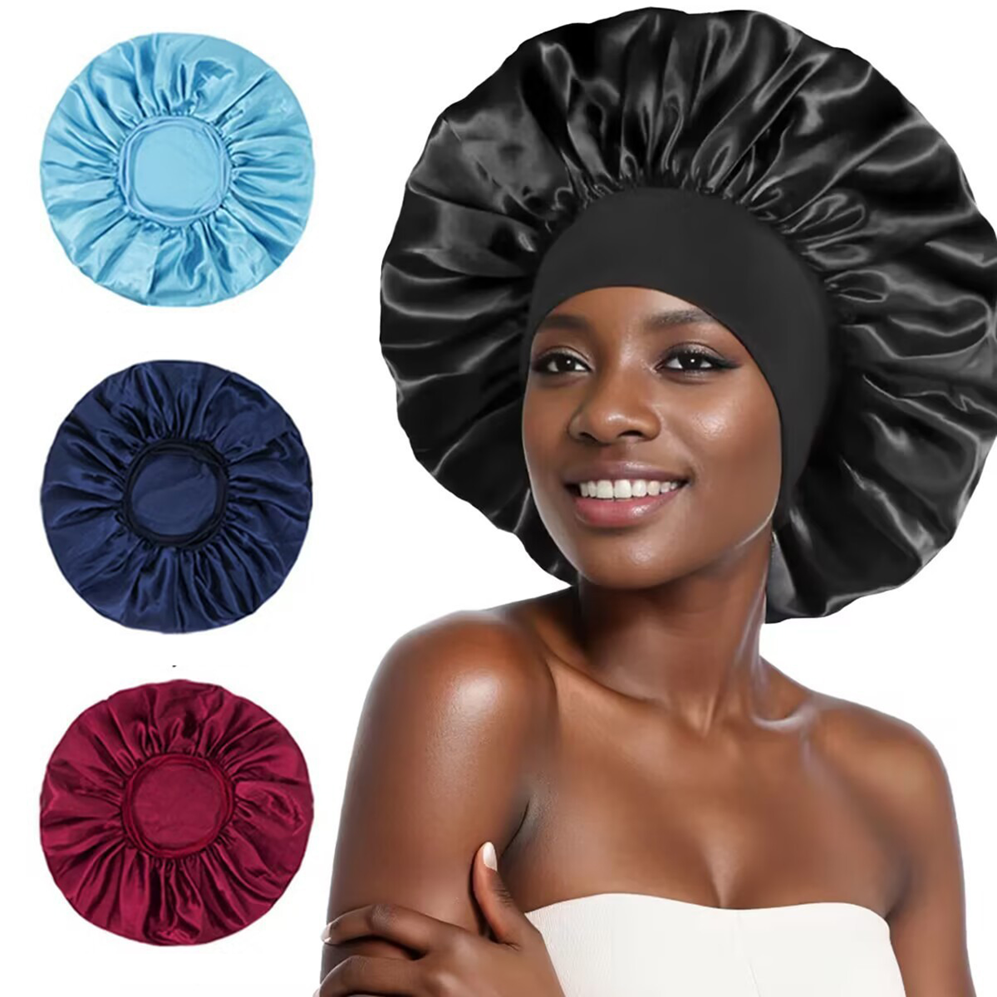 Satin wide-brimmed women's chemo cap and  sleep cap 4