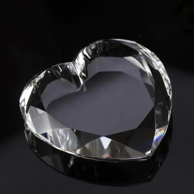 Crystal Heart Shaped Faceted Paperweight 5