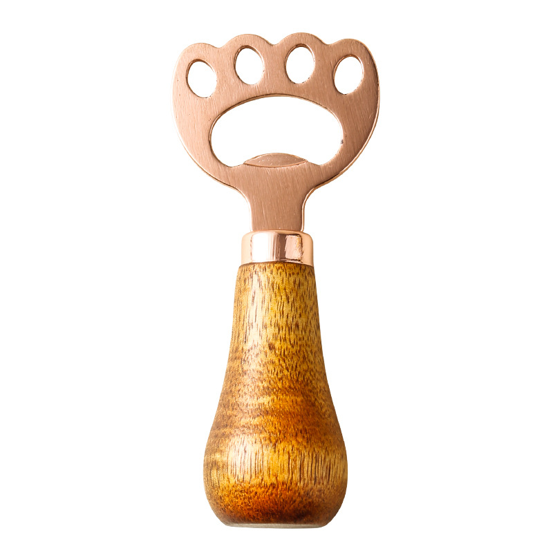 Stainless Steel Standing Bottle Opener with Wooden Handle 3