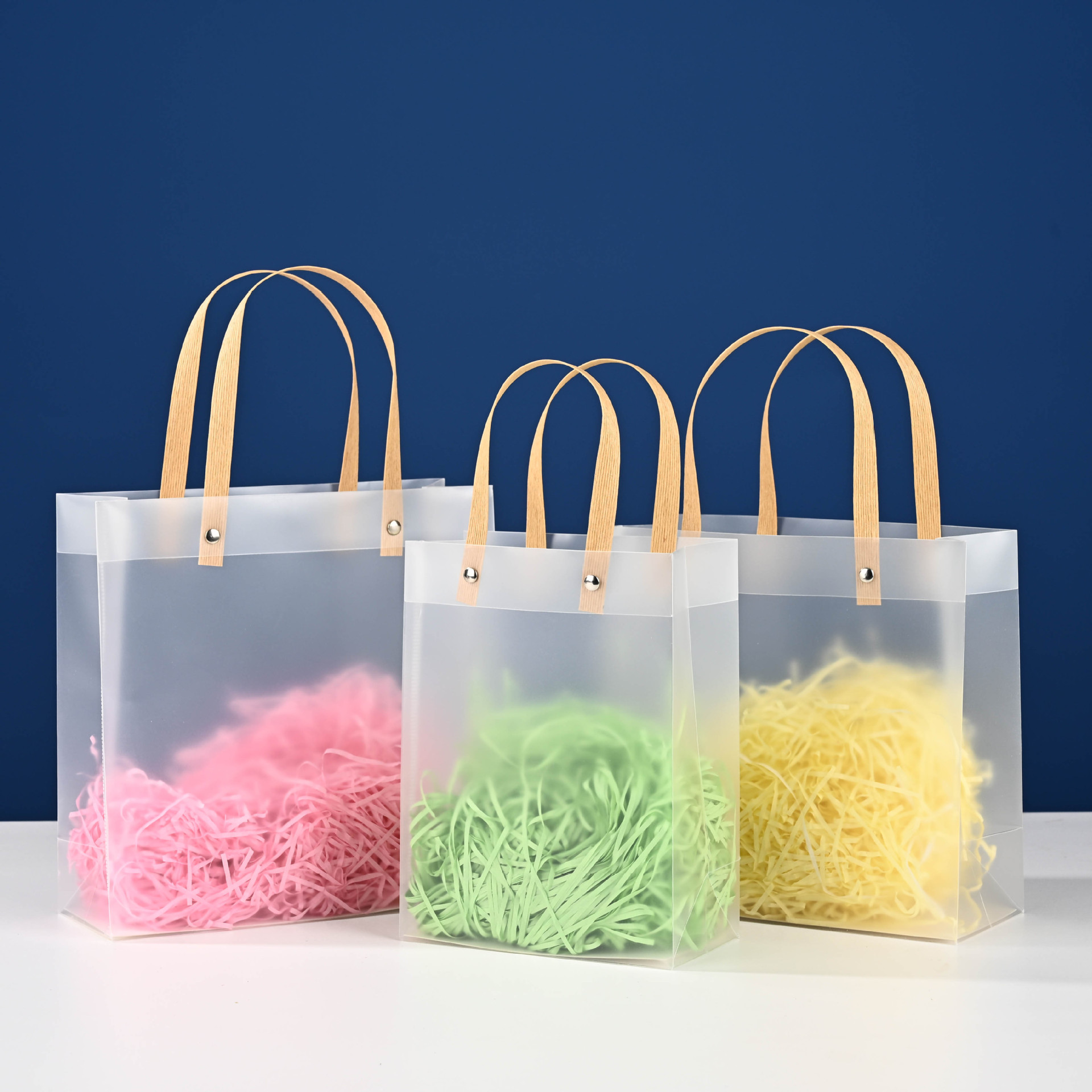 Transparent Plastic Shopping Bag Handle Retail Boutique 3
