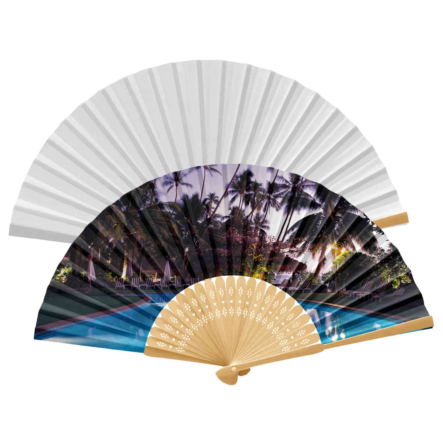 Handheld Foldable Full Color Bamboo Paper Fan 16