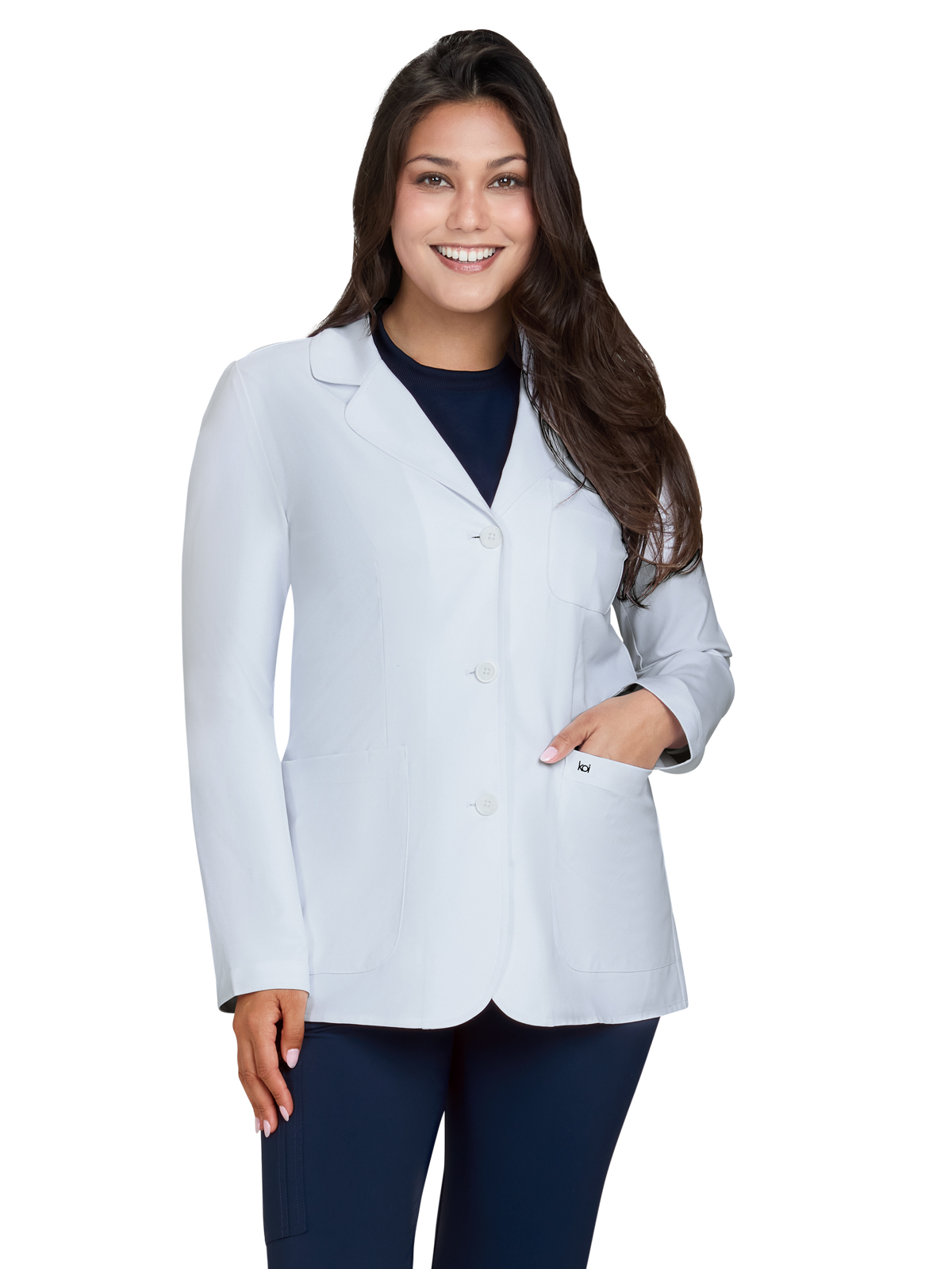 koi - Essentials - Womens Five-Pocket Water Repellent 29" Amelia Lab Coat