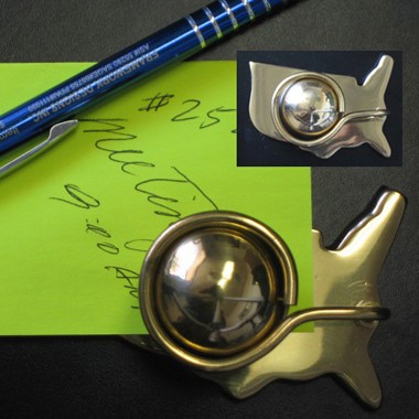 BRASS US MAP SHAPED MEMO HOLDER 1