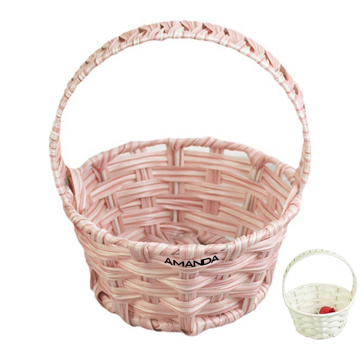 Rustic Style Small white Children Handheld Flower pvc Basket