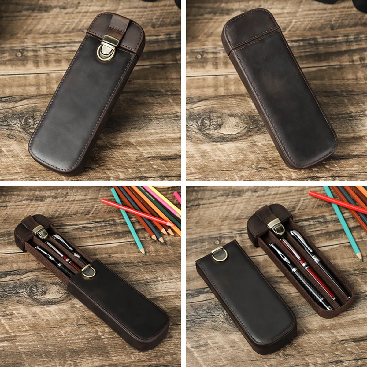 Exquisite Leather Handmade Hard Pen Storage Box 1