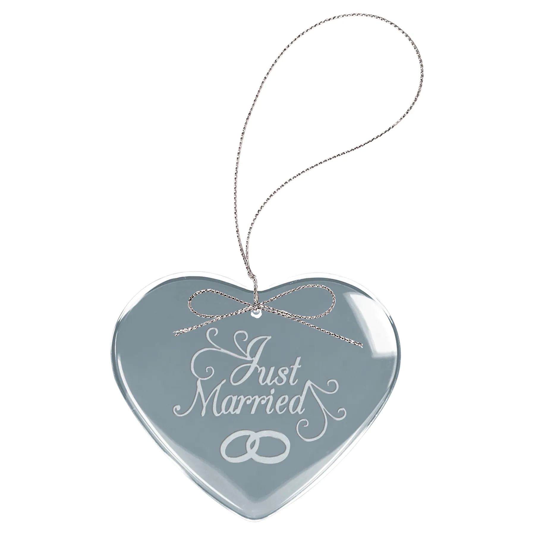 3" Heart Clear Glass Ornament w/Silver String 4